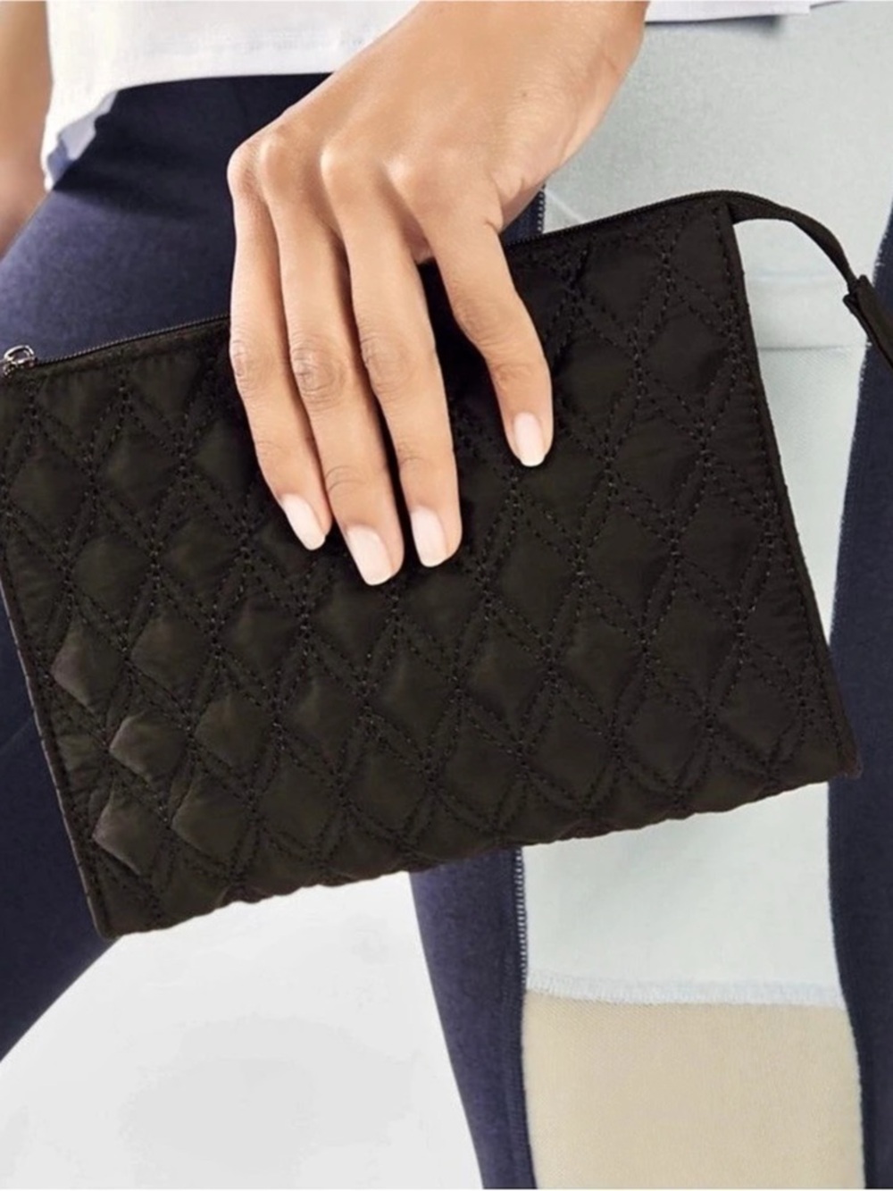 Fabletics The Cosmetic Bag Quilted in Black NWT